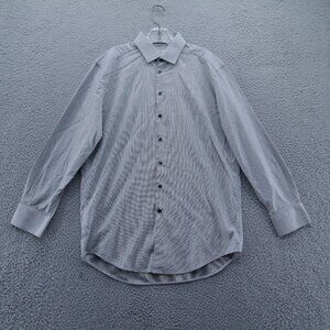 Christian Lacroix Mens Long Sleeve Dress‎ Shirt 16 32-33 Gray White Check Cotton